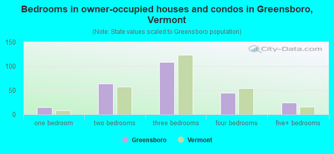 Bedrooms in owner-occupied houses and condos in Greensboro, Vermont