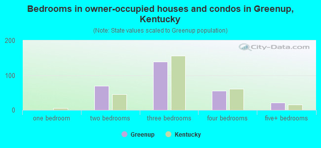 Bedrooms in owner-occupied houses and condos in Greenup, Kentucky