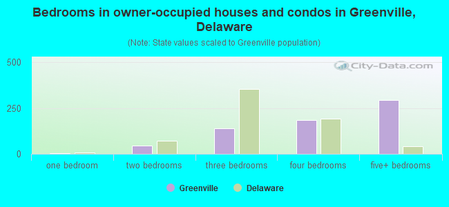 Bedrooms in owner-occupied houses and condos in Greenville, Delaware