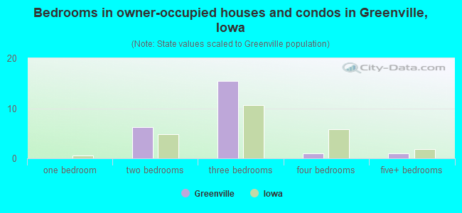 Bedrooms in owner-occupied houses and condos in Greenville, Iowa