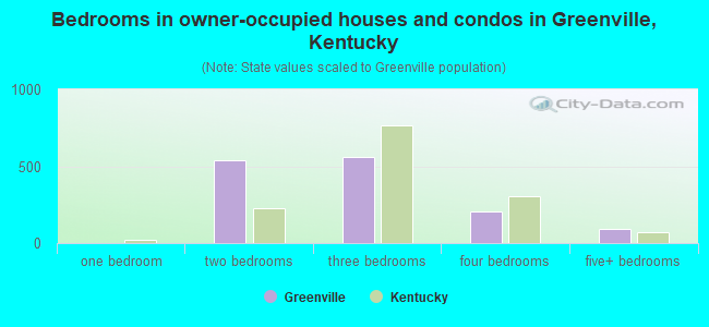 Bedrooms in owner-occupied houses and condos in Greenville, Kentucky