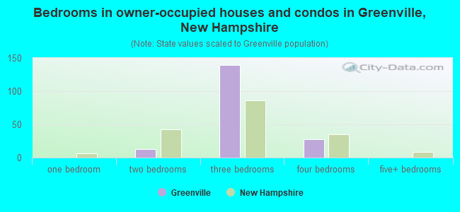 Bedrooms in owner-occupied houses and condos in Greenville, New Hampshire