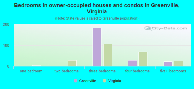 Bedrooms in owner-occupied houses and condos in Greenville, Virginia