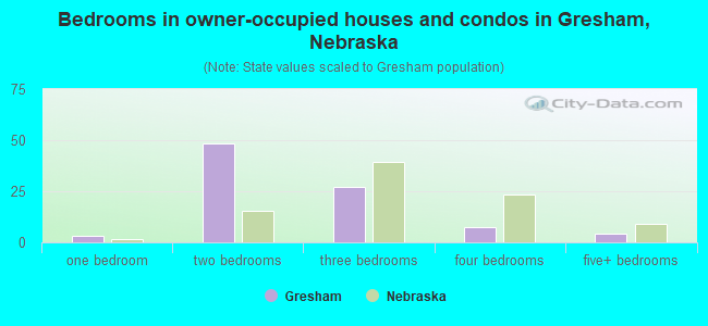 Bedrooms in owner-occupied houses and condos in Gresham, Nebraska