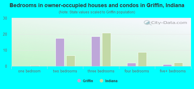 Bedrooms in owner-occupied houses and condos in Griffin, Indiana