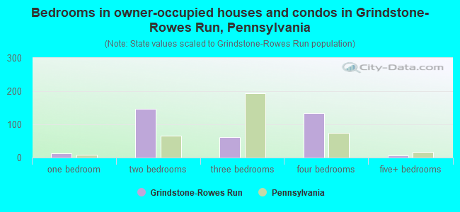 Bedrooms in owner-occupied houses and condos in Grindstone-Rowes Run, Pennsylvania