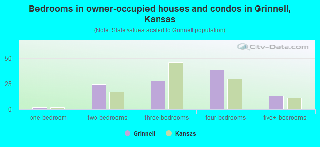 Bedrooms in owner-occupied houses and condos in Grinnell, Kansas