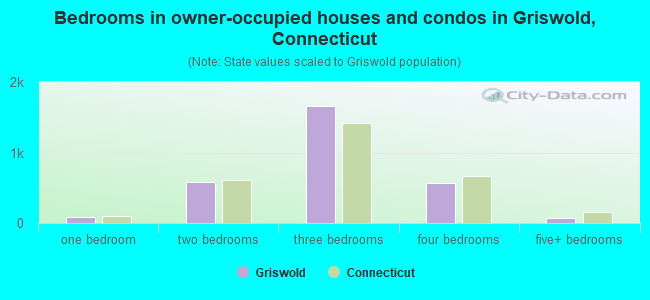 Bedrooms in owner-occupied houses and condos in Griswold, Connecticut