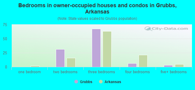 Bedrooms in owner-occupied houses and condos in Grubbs, Arkansas