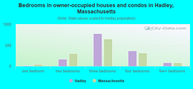 Bedrooms in owner-occupied houses and condos in Hadley, Massachusetts