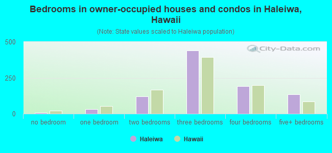 Bedrooms in owner-occupied houses and condos in Haleiwa, Hawaii