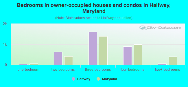 Bedrooms in owner-occupied houses and condos in Halfway, Maryland