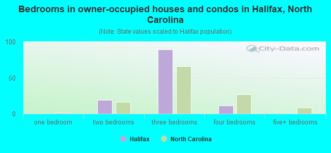 Bedrooms in owner-occupied houses and condos in Halifax, North Carolina