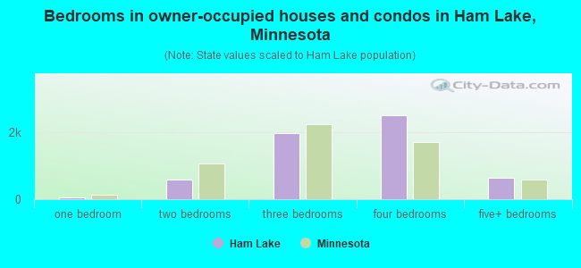 Bedrooms in owner-occupied houses and condos in Ham Lake, Minnesota