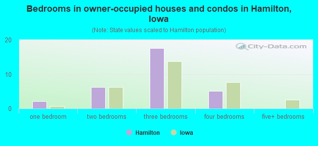 Bedrooms in owner-occupied houses and condos in Hamilton, Iowa
