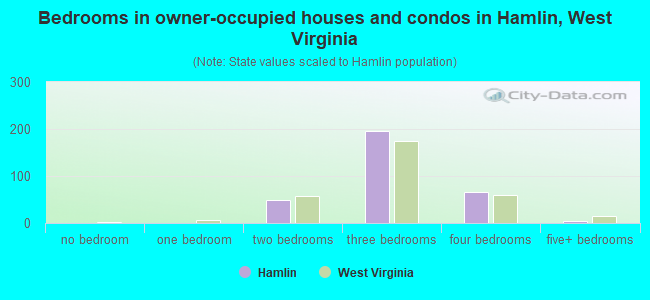 Bedrooms in owner-occupied houses and condos in Hamlin, West Virginia