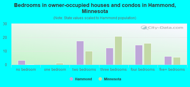 Bedrooms in owner-occupied houses and condos in Hammond, Minnesota