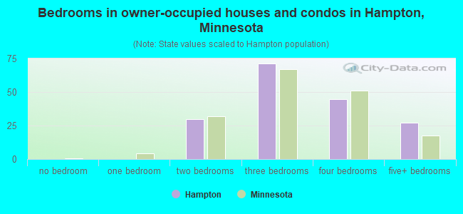 Bedrooms in owner-occupied houses and condos in Hampton, Minnesota