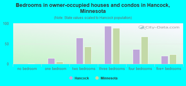 Bedrooms in owner-occupied houses and condos in Hancock, Minnesota