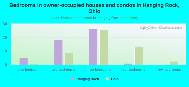 Bedrooms in owner-occupied houses and condos in Hanging Rock, Ohio