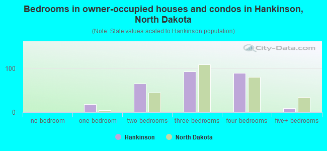 Bedrooms in owner-occupied houses and condos in Hankinson, North Dakota