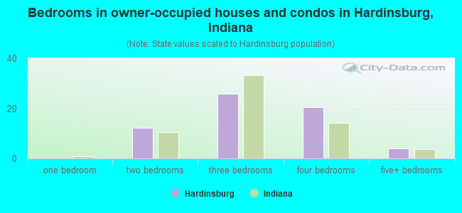 Bedrooms in owner-occupied houses and condos in Hardinsburg, Indiana