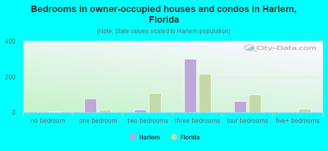 Bedrooms in owner-occupied houses and condos in Harlem, Florida