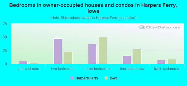 Bedrooms in owner-occupied houses and condos in Harpers Ferry, Iowa