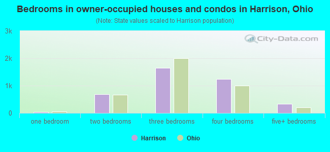 Bedrooms in owner-occupied houses and condos in Harrison, Ohio