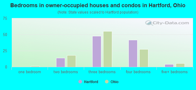 Bedrooms in owner-occupied houses and condos in Hartford, Ohio