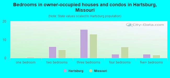Bedrooms in owner-occupied houses and condos in Hartsburg, Missouri