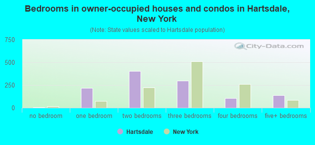 Bedrooms in owner-occupied houses and condos in Hartsdale, New York