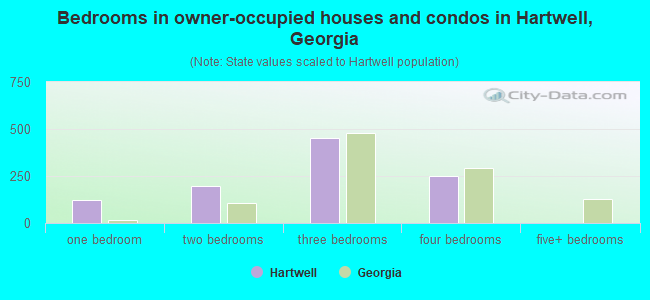 Bedrooms in owner-occupied houses and condos in Hartwell, Georgia