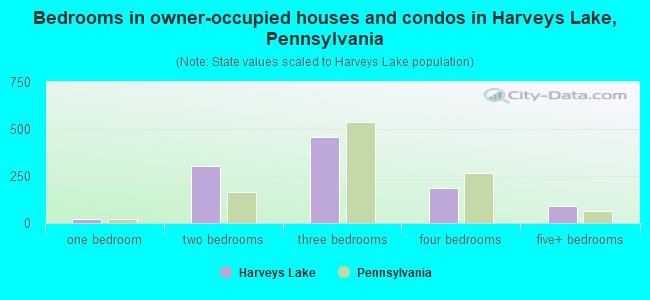 Bedrooms in owner-occupied houses and condos in Harveys Lake, Pennsylvania