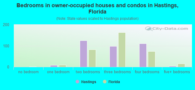 Bedrooms in owner-occupied houses and condos in Hastings, Florida
