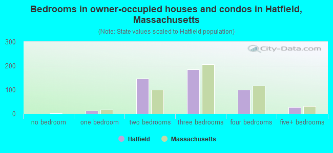 Bedrooms in owner-occupied houses and condos in Hatfield, Massachusetts