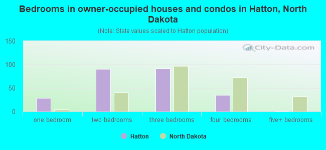 Bedrooms in owner-occupied houses and condos in Hatton, North Dakota