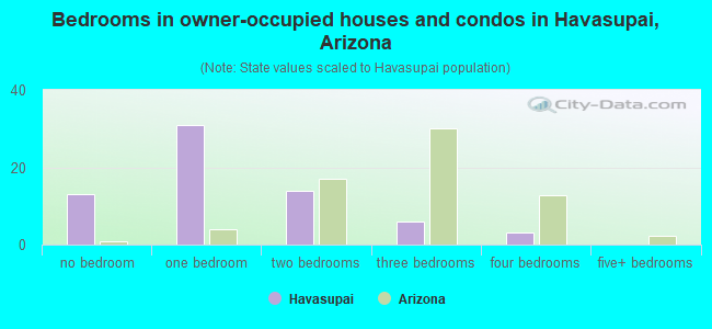 Bedrooms in owner-occupied houses and condos in Havasupai, Arizona