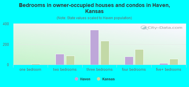 Bedrooms in owner-occupied houses and condos in Haven, Kansas