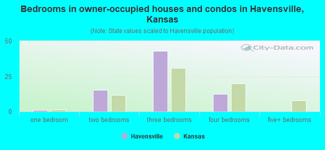 Bedrooms in owner-occupied houses and condos in Havensville, Kansas