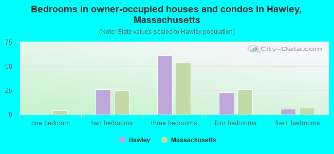 Bedrooms in owner-occupied houses and condos in Hawley, Massachusetts