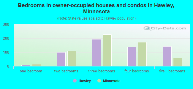 Bedrooms in owner-occupied houses and condos in Hawley, Minnesota