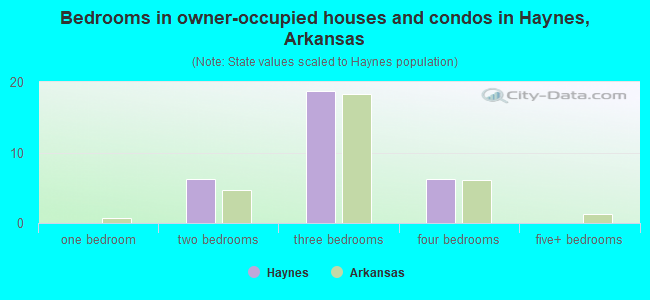 Bedrooms in owner-occupied houses and condos in Haynes, Arkansas