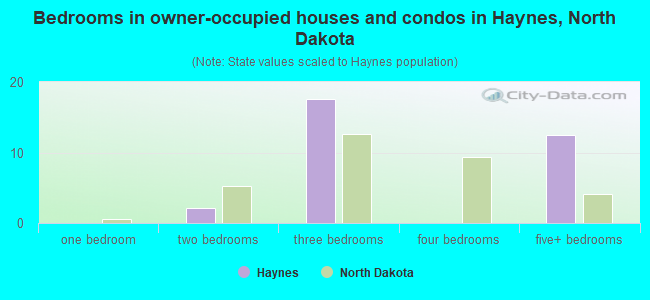 Bedrooms in owner-occupied houses and condos in Haynes, North Dakota