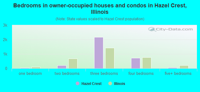 Bedrooms in owner-occupied houses and condos in Hazel Crest, Illinois