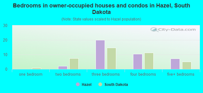 Bedrooms in owner-occupied houses and condos in Hazel, South Dakota