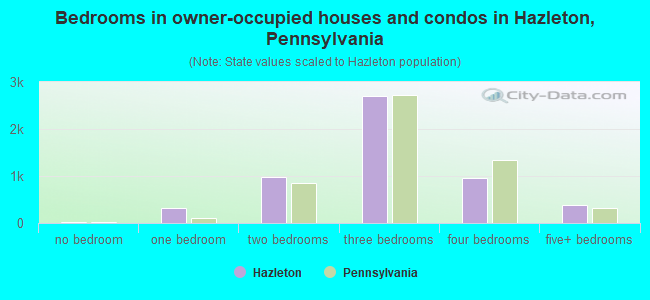 Bedrooms in owner-occupied houses and condos in Hazleton, Pennsylvania