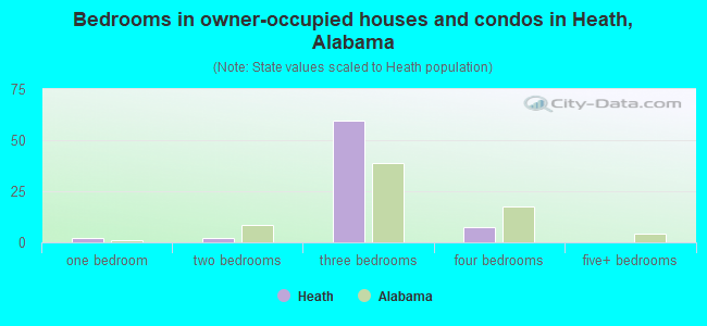 Bedrooms in owner-occupied houses and condos in Heath, Alabama