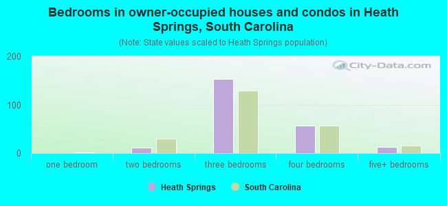 Bedrooms in owner-occupied houses and condos in Heath Springs, South Carolina