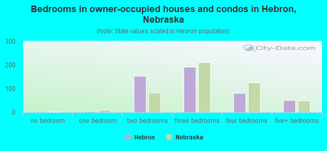 Bedrooms in owner-occupied houses and condos in Hebron, Nebraska